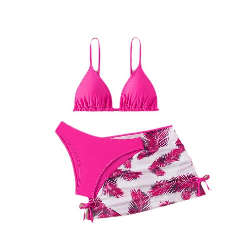 Children's Swimwear 3-Piece Set Lace Skirt Printed Mid to Large Girls Bikini Swimwear